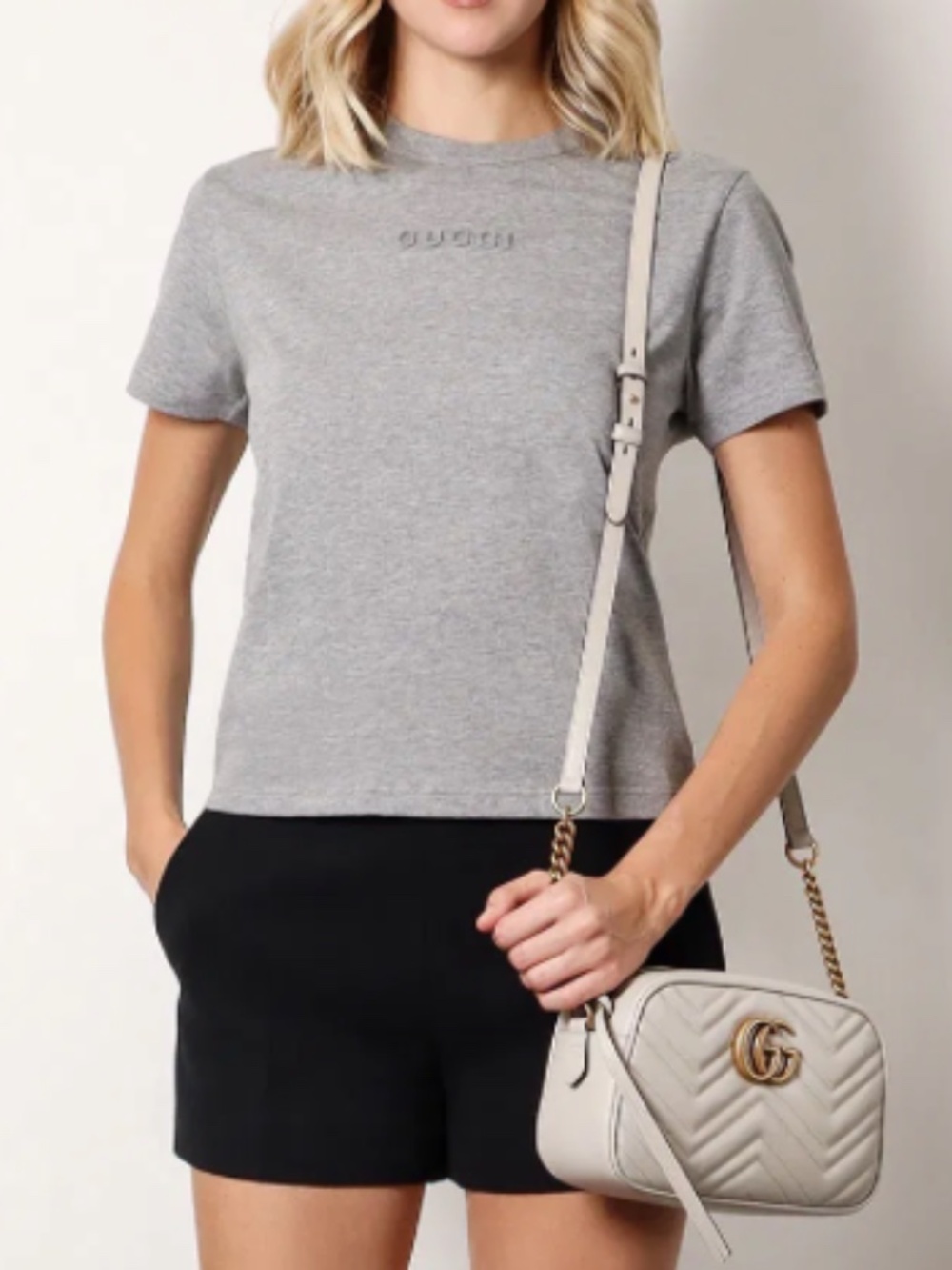 GUCCI COTTON JERSEY EMBOSSED T-SHIRT
